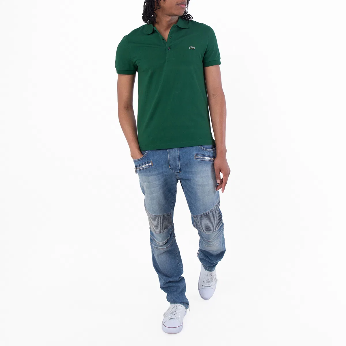 Поло Lacoste Stretch Pique Short-Sleeve Slim Fit Polo Shirt, Green — фото 4