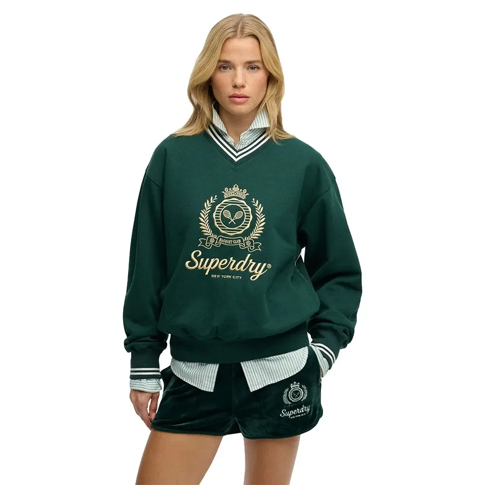 Свитшот Superdry Country Club Loose V, зеленый
