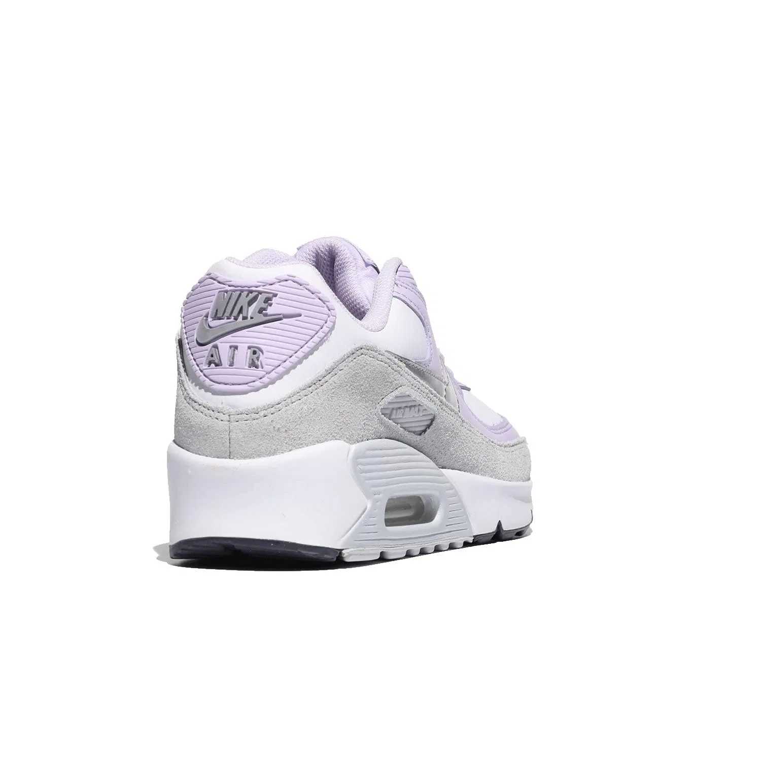 Детские кроссовки для девочек с амортизацией Air Max 90 NIKE, White Silver Metallic Purple Frost — фото 3