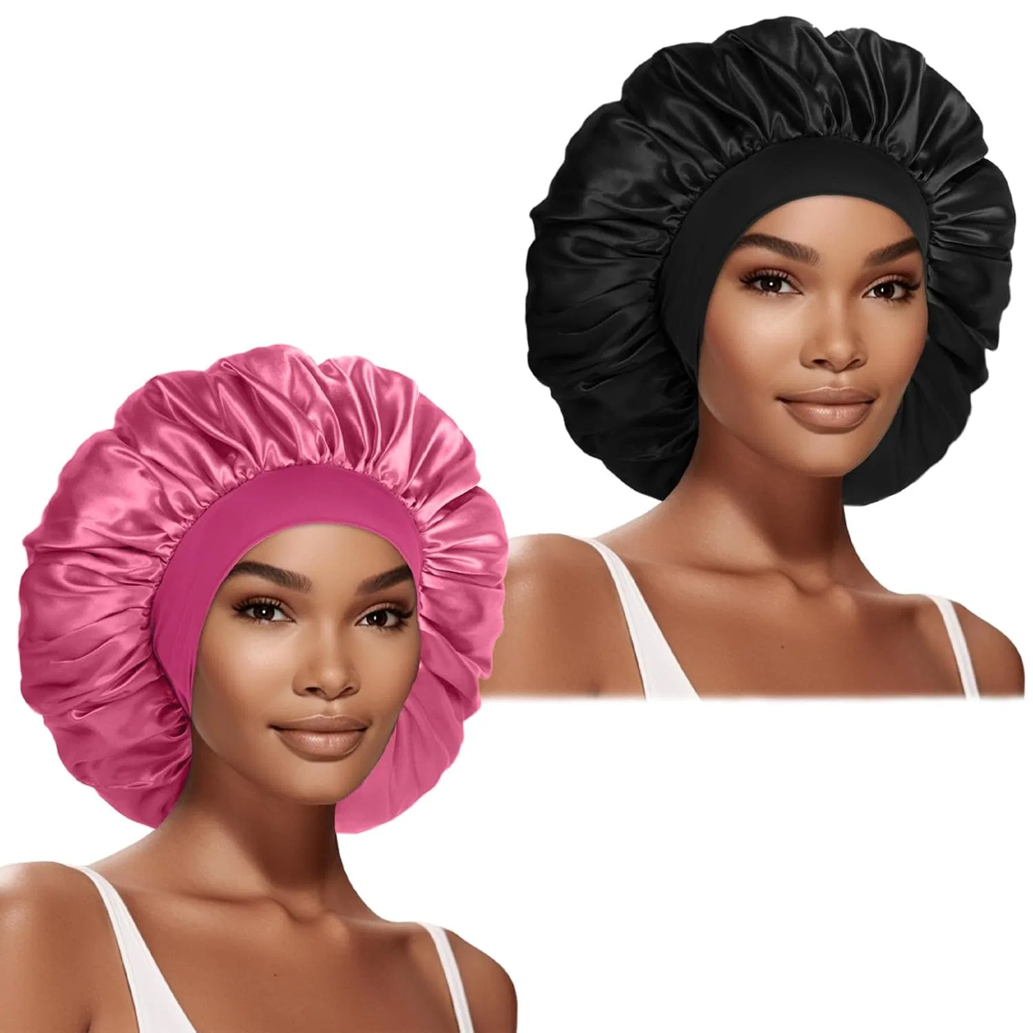 Шапочка для душа Satin, DUOMODRAGON, 2 шт, Black, Pink