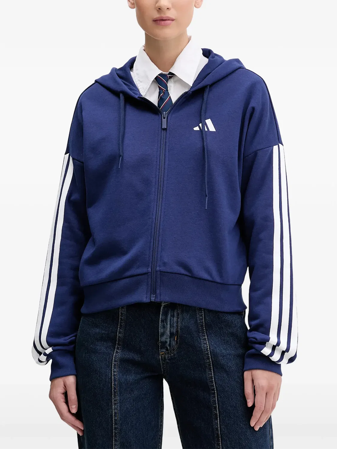 Adidas Худи на молнии с 3 полосками, синий