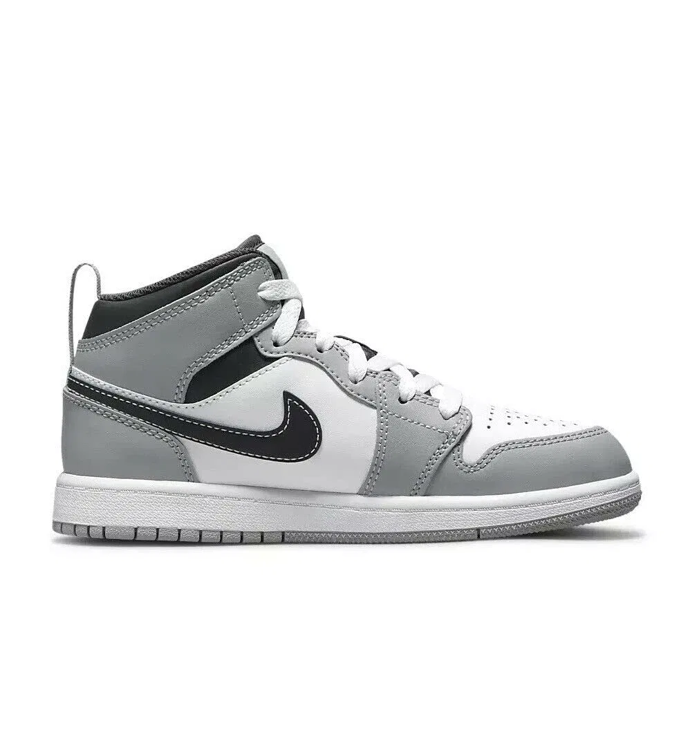 Детские кроссовки для мальчиков высокие Air Jordan 1 NIKE, Lt Smoke Grey White Anthracite — фото 2