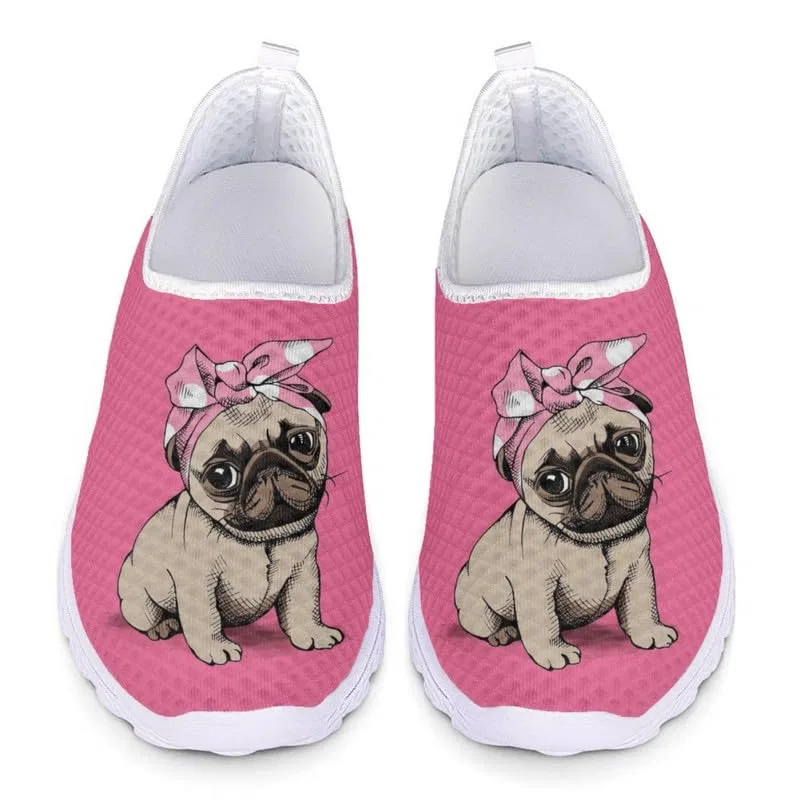 Детские кроссовки для девочек с принтом Balloon Dachshund Trainers with Pocket and Frog Garronmavis, Cartone Animato Pug Dog P — фото 2
