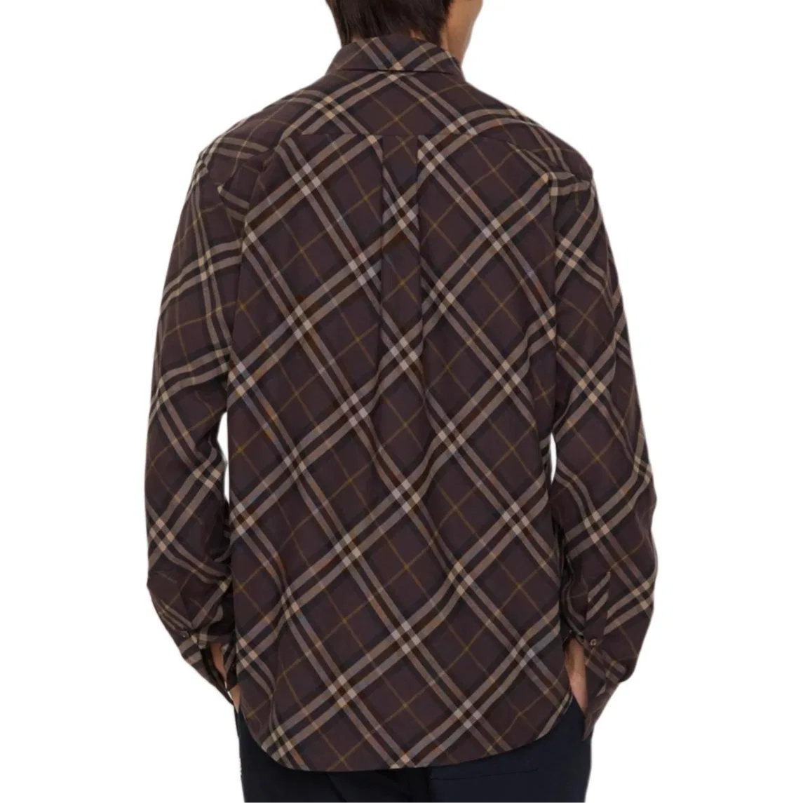 Мужская рубашка с длинным рукавом в клетку Burberry, Brown — фото 3