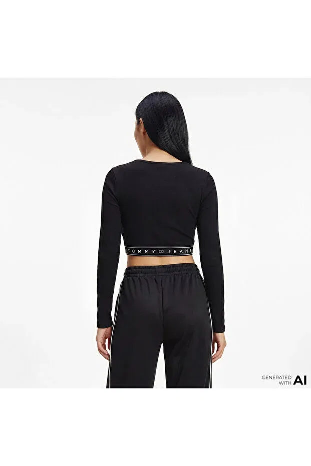 Женская футболка с длинным рукавом Tommy Hilfiger, Black — фото 2