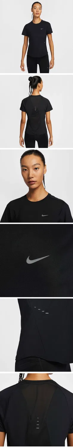 Женский беговой топ Swift Dri-FIT с коротким рукавом чёрный от Nike — фото 3