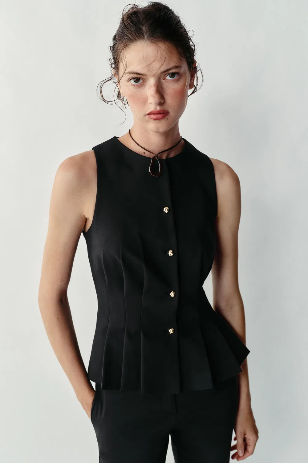 Причесанный жилет ZARA, Black — фото 2