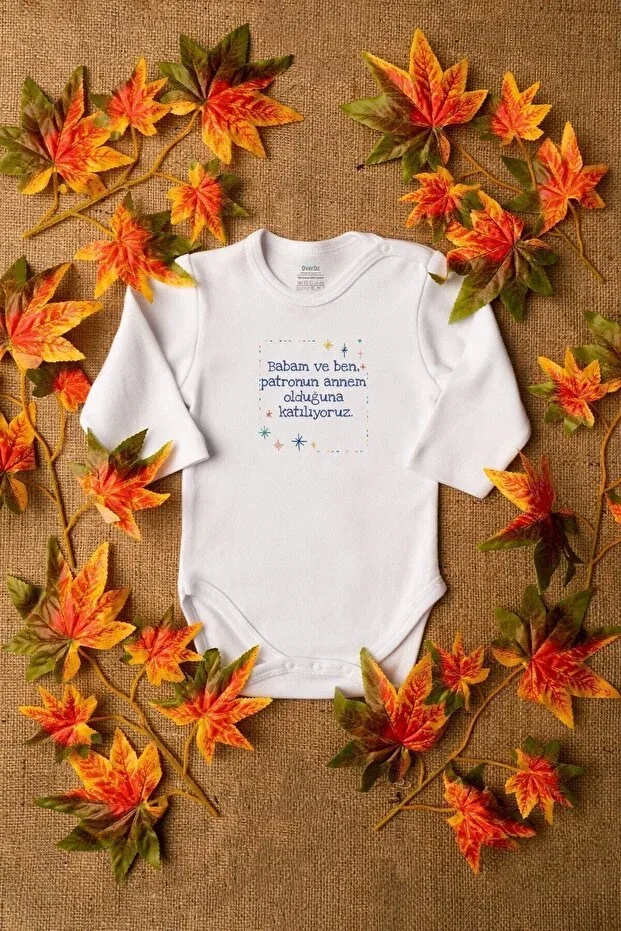 Детское боди для новорожденных с принтом "Dad is the Boss Mom is" Overoz, Long White