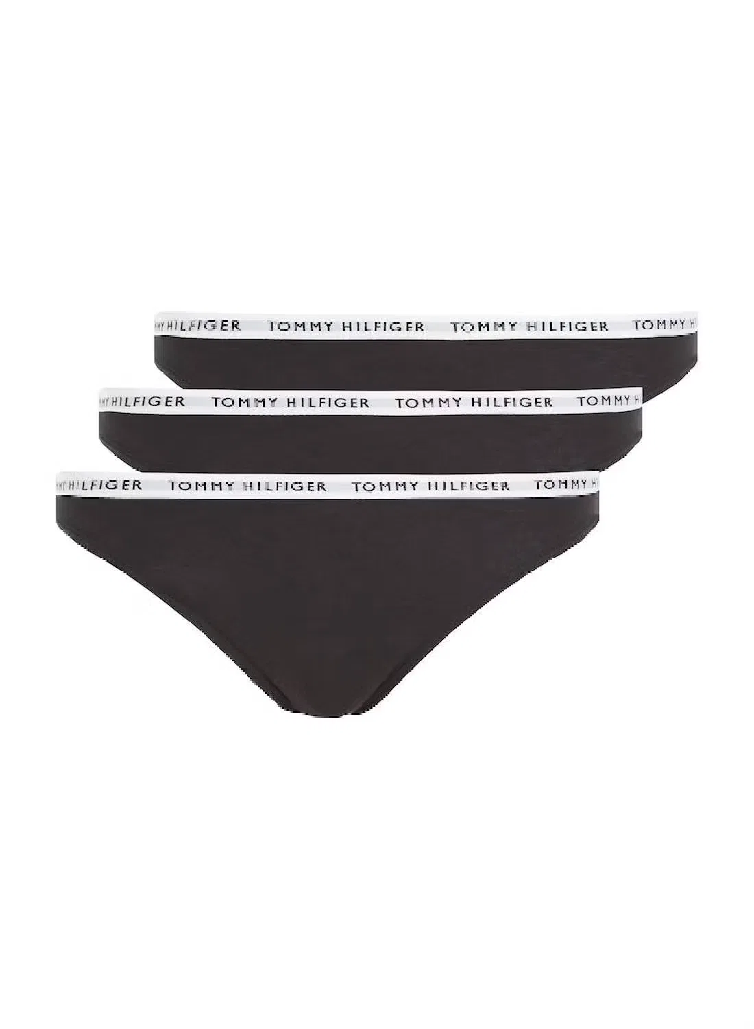 Трусы-слипы с логотипом на поясе, комплект из 3 штук, Tommy Hilfiger, черный