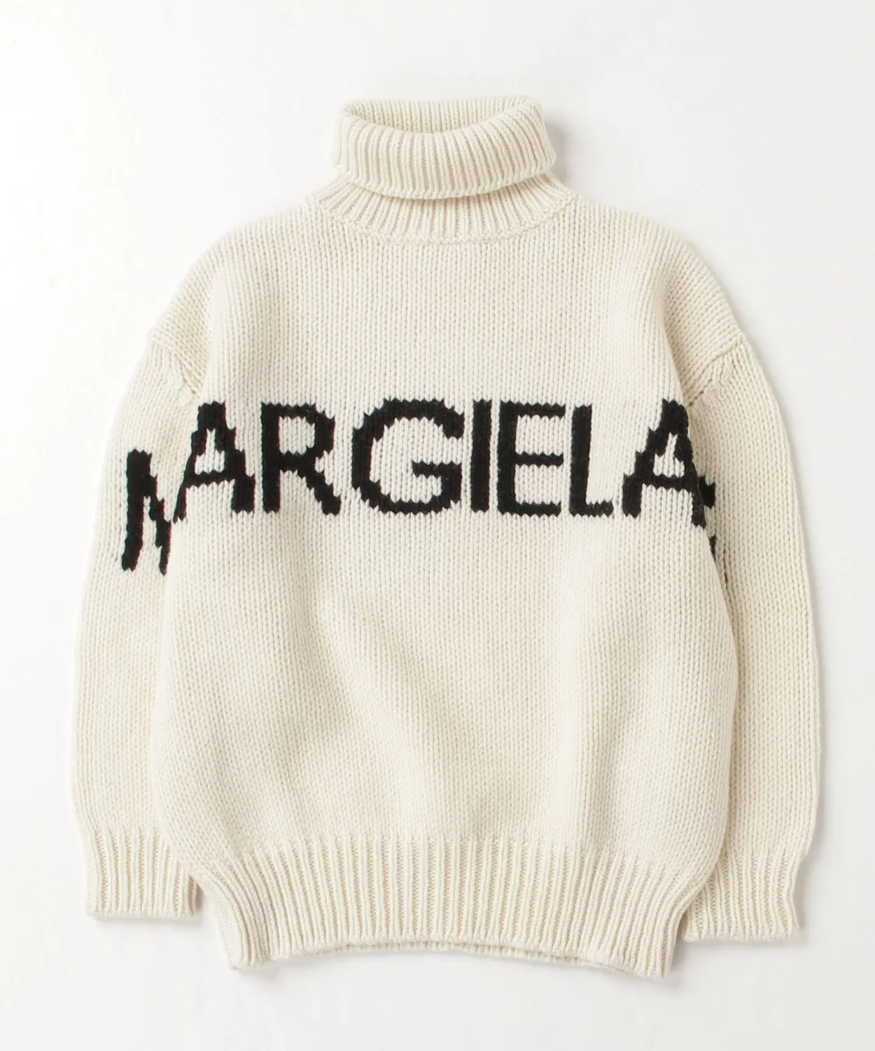 Детский свитер с длинным рукавом высоким воротом и логотипом бренда MM6 Maison Margiela, Off White — фото 4