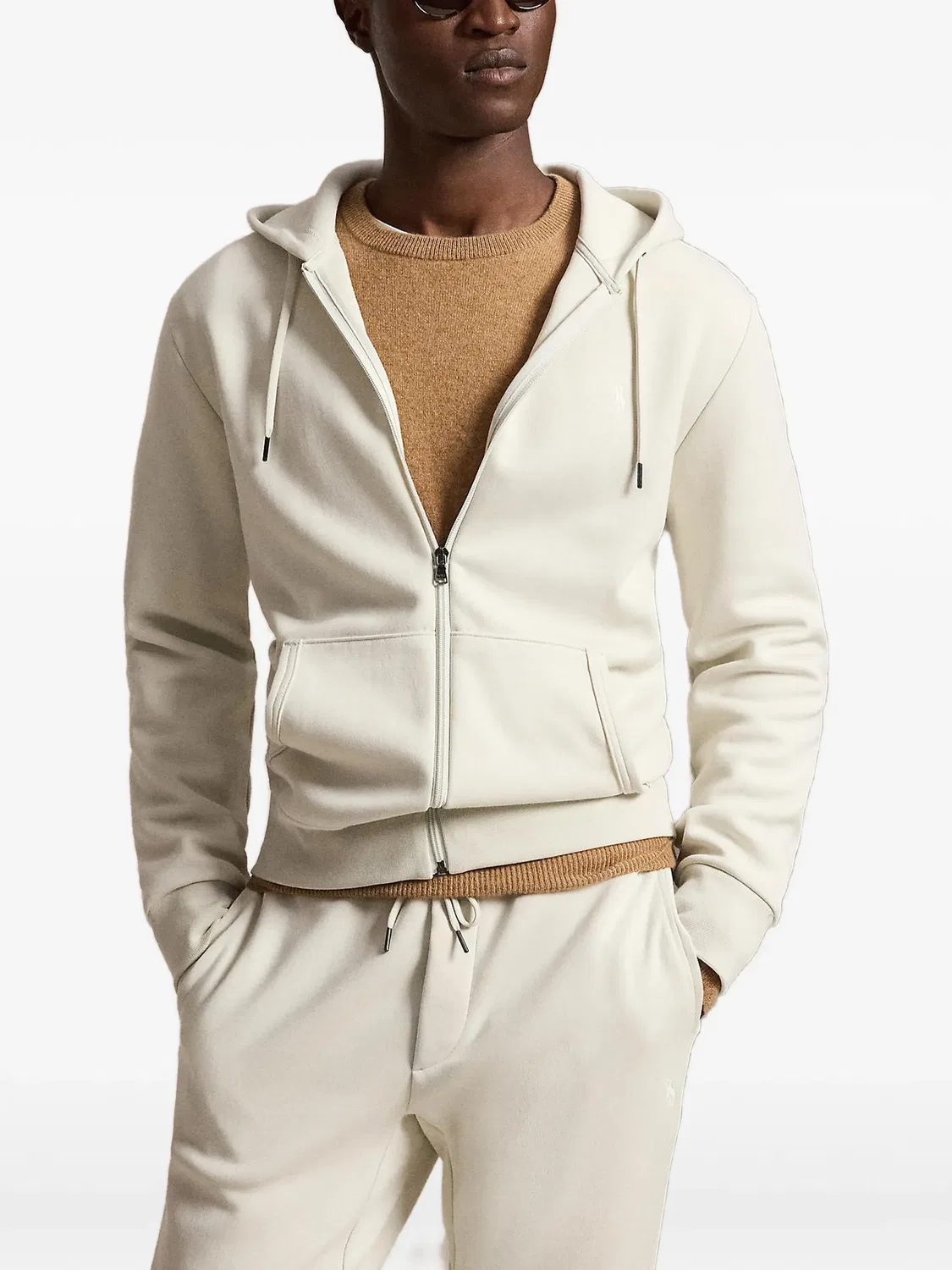 Худи на молнии с кулиской Polo Ralph Lauren, нейтральные цвета — фото 2