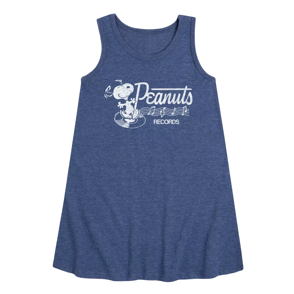 Детское платье-трапеция для девочек без рукавов Dancing Snoopy Peanuts, Heather Navy