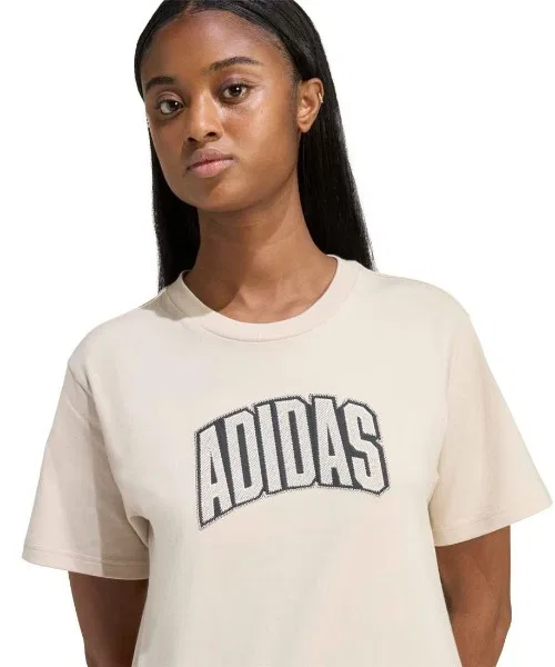 Женская футболка с принтом Collegiate Graphic Adidas, Off White — фото 4