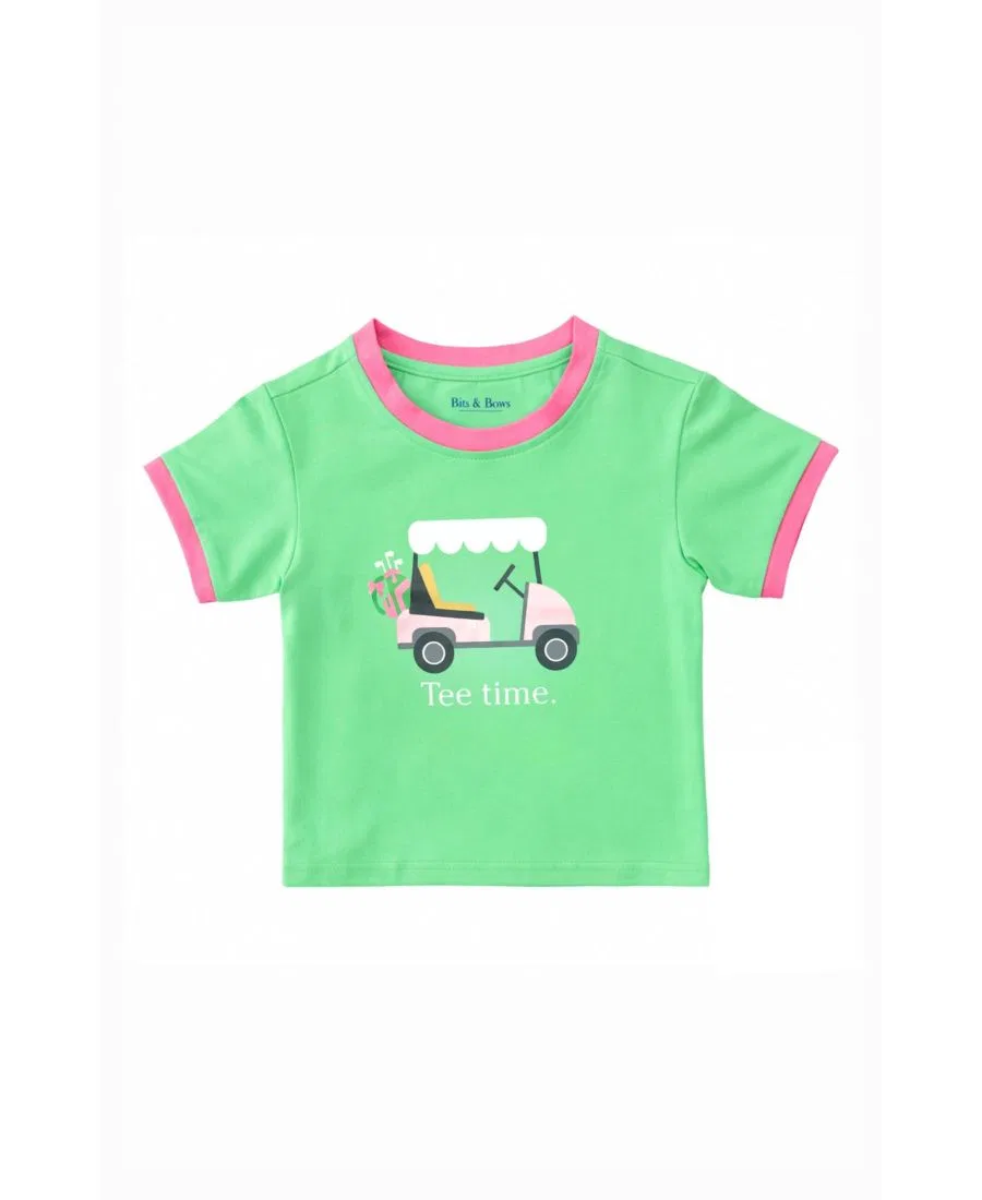 Детская футболка с принтом Golf Tee Time Bits & Bows, Green