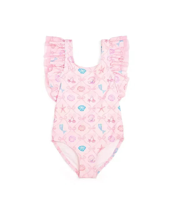 Детский купальник для девочек с принтом Mermaid Trellis Sweet Wink, Soft Pink