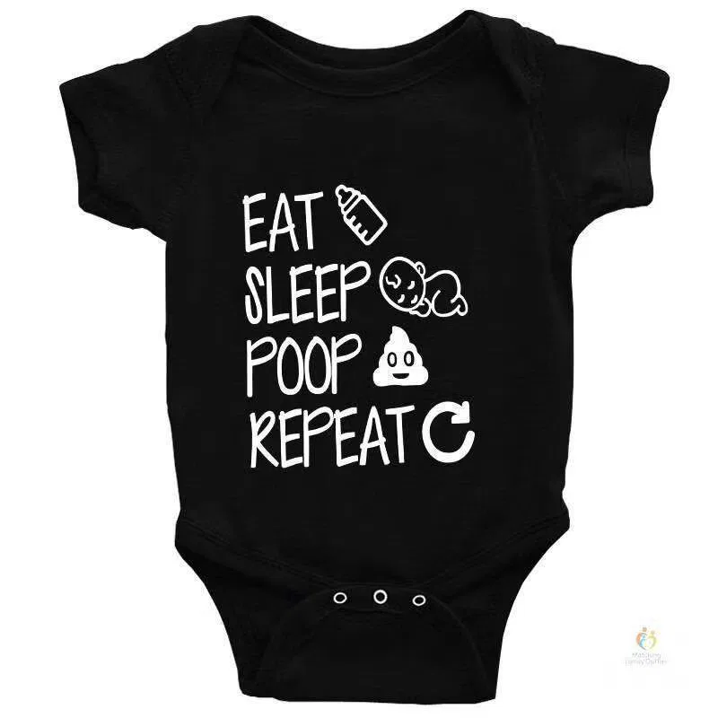 Боди-комбинезон с принтом Eat Sleep Change Repeat Matching Family Outfits, черный