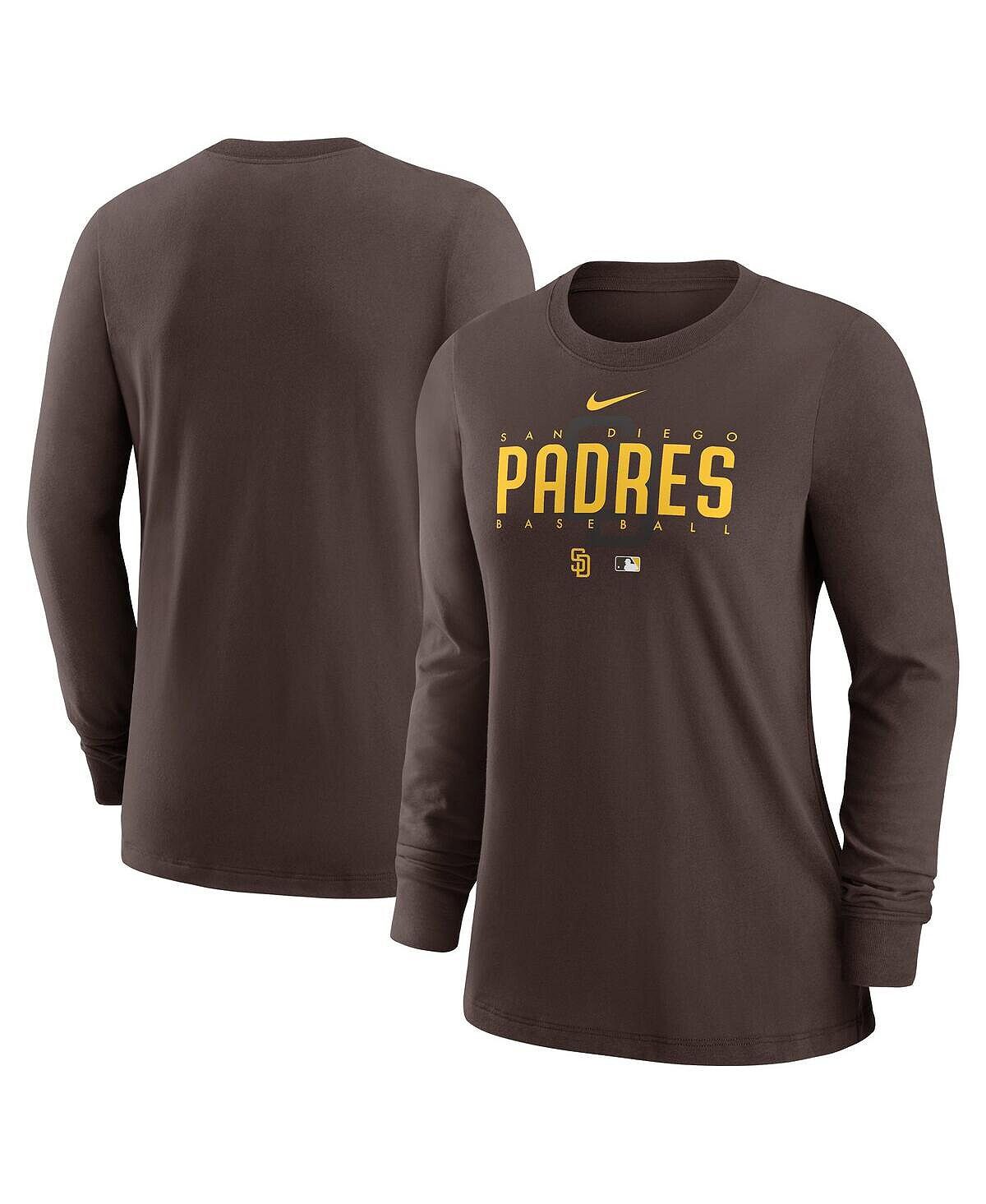 

Женская коричневая футболка с длинным рукавом San Diego Padres Authentic Collection Legend Performance Nike, коричневый