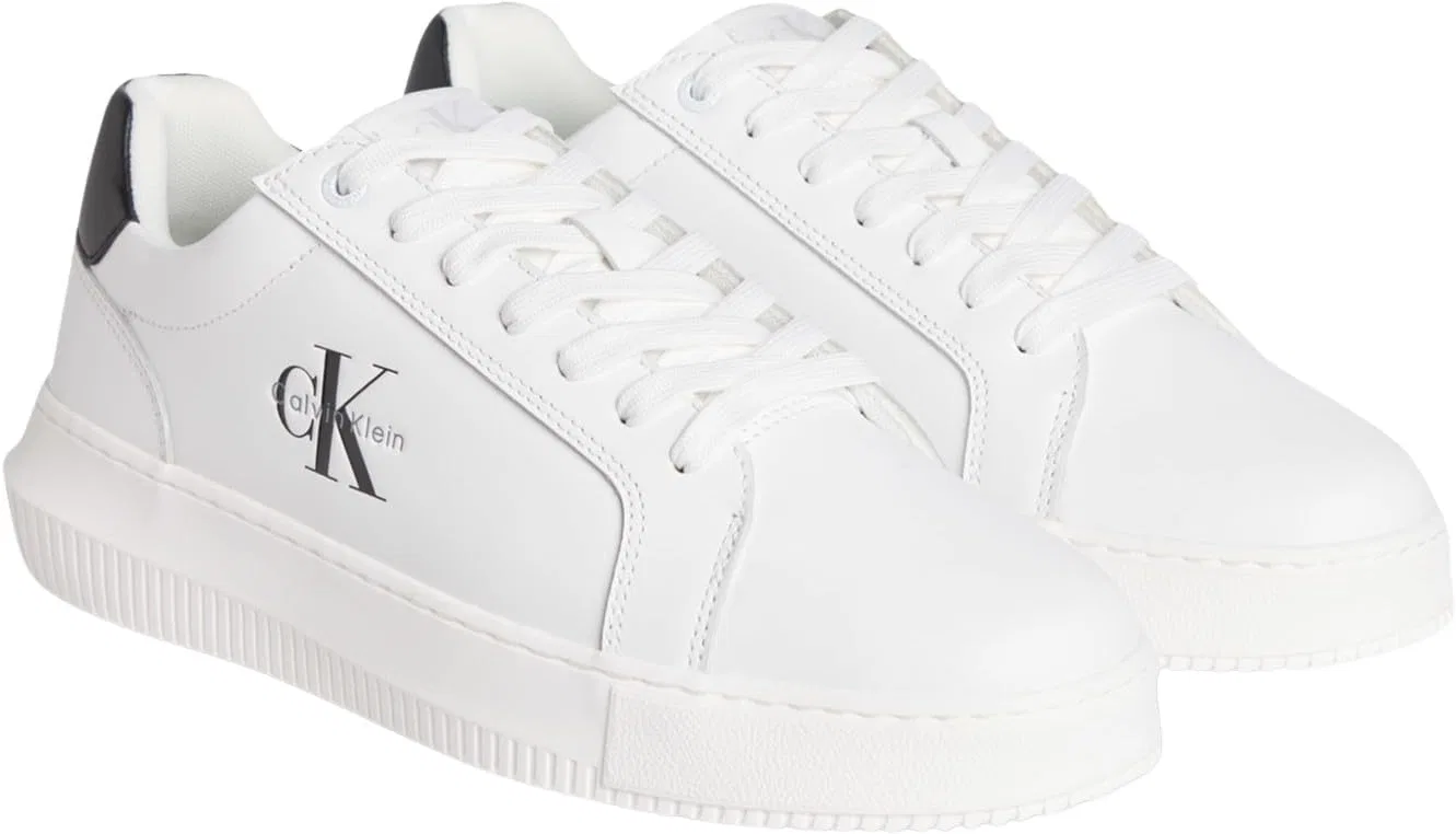 Calvin Klein Herren Кроссовки с чашечной подошвой Chunky Mono из Leder, White Bright White Black — фото 3