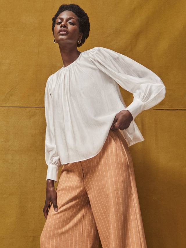 

Топ с прозрачными манжетами на пуговицах Ro&Zo, White