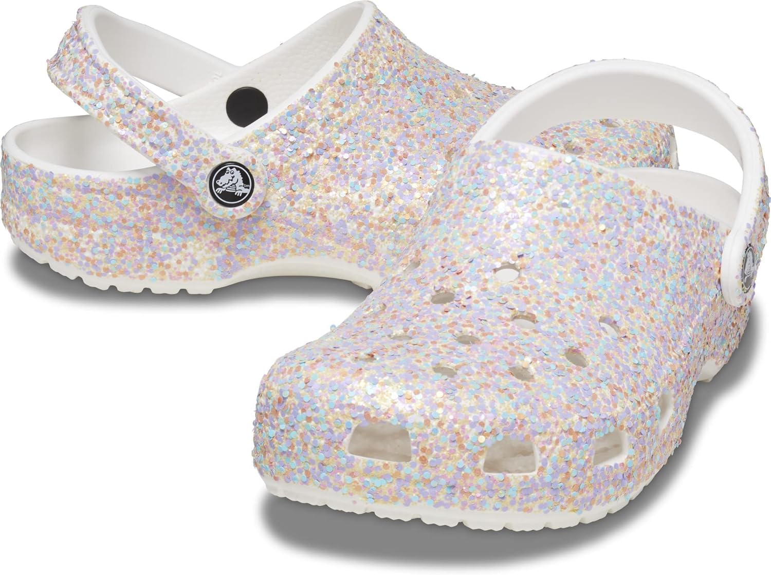 Унисекс сабо Crocs Classic с блестками, белый — фото 2
