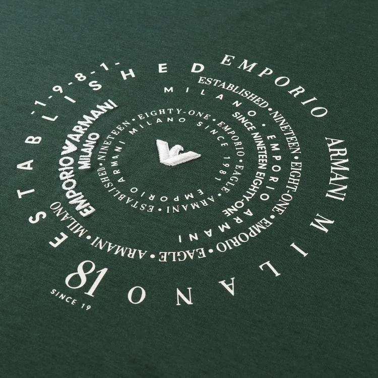 EMPORIO ARMANI Футболка Unisex Green Crew Neck Moderate Straight Fit — фото 4