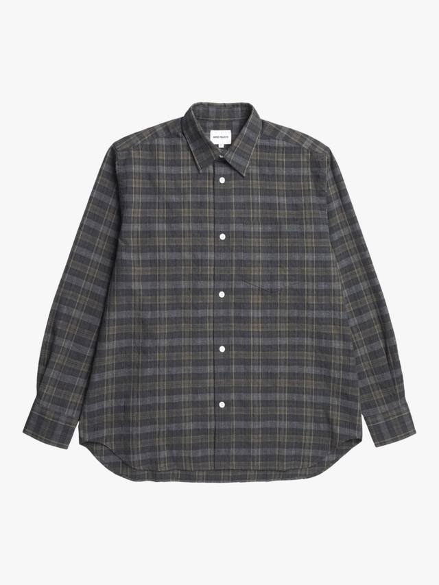 

Овершерта из шерстяной смеси Regular Fit в клетку Norse Projects, Charcoal