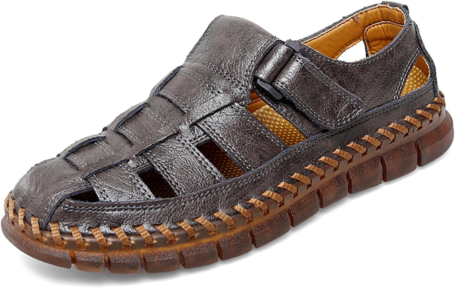 

Сандалии Qiucdzi Men с закрытым носком для походов, водонепроницаемые сандалии-рыбацкие для прогулок, летние пляжные сандалии, серый