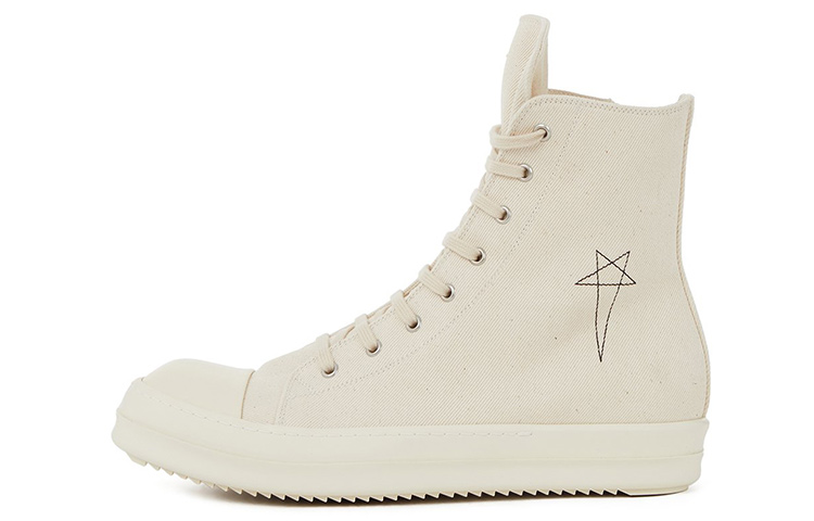 

Rick Owens DRKSHDW Fogachine Hi Pentagram Embroidery Natural Black