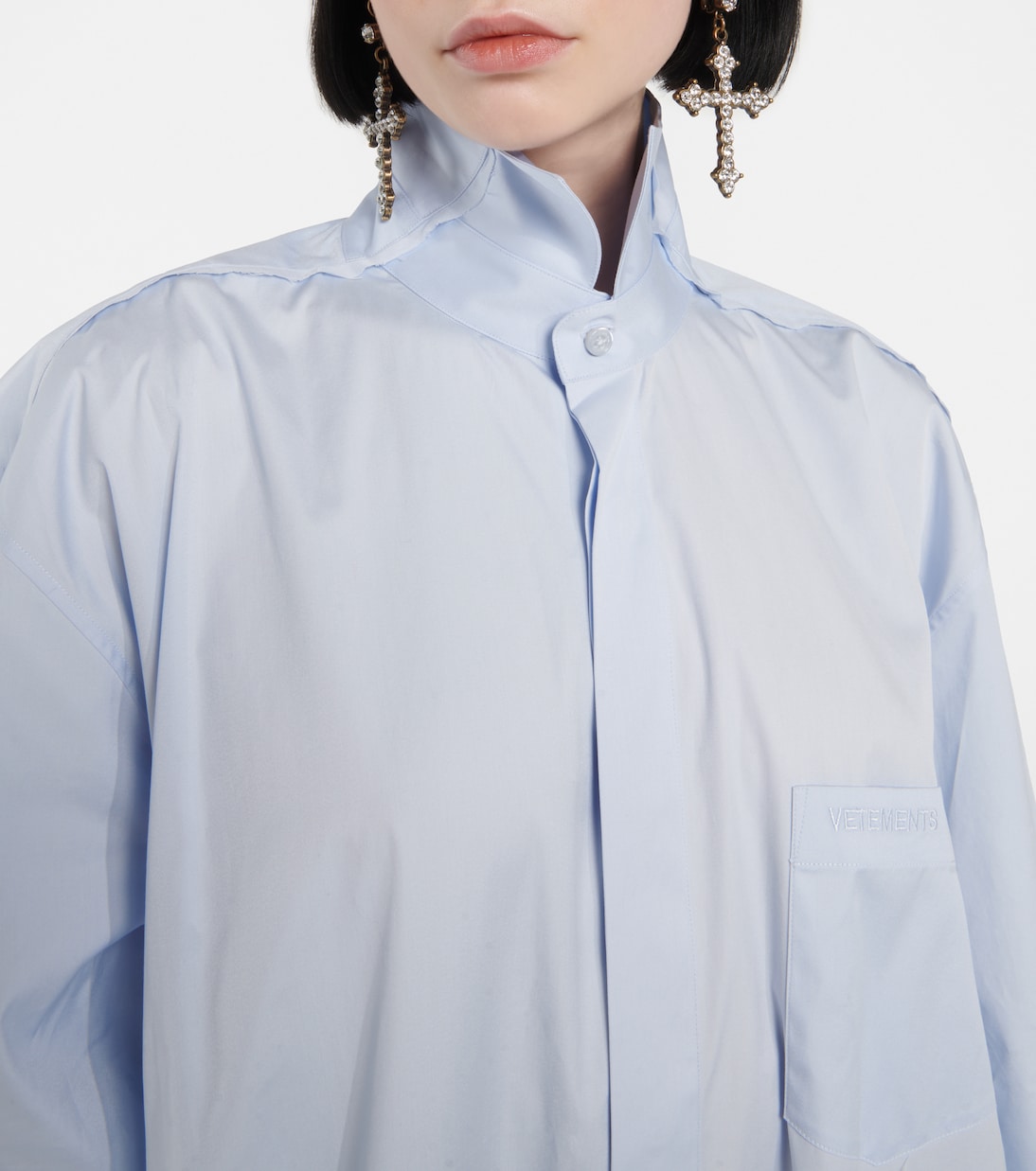 Платье-рубашка из деконструированного хлопка Vetements, Baby Blue — фото 4