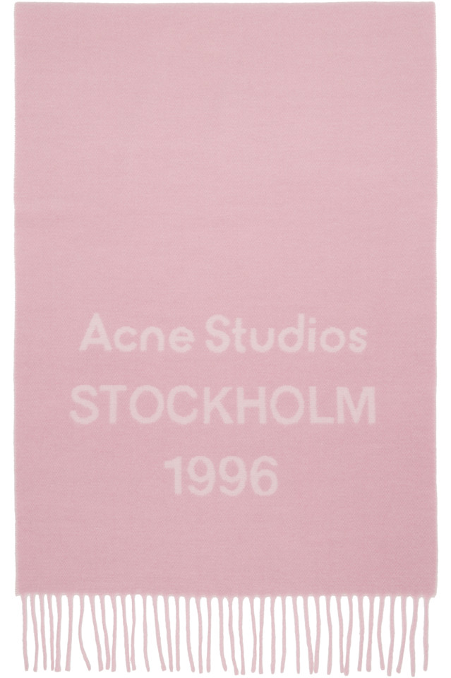 

Acne Studios Широкий шарф с розовым логотипом