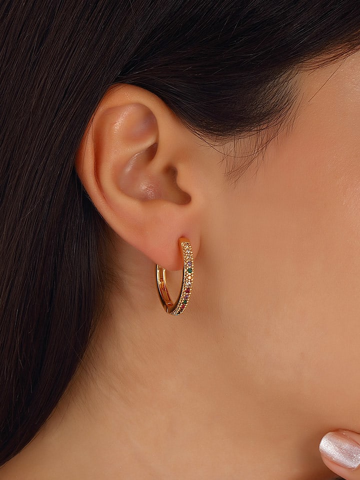 

Позолоченные серьги-кольца с кубическим цирконием Nakkash