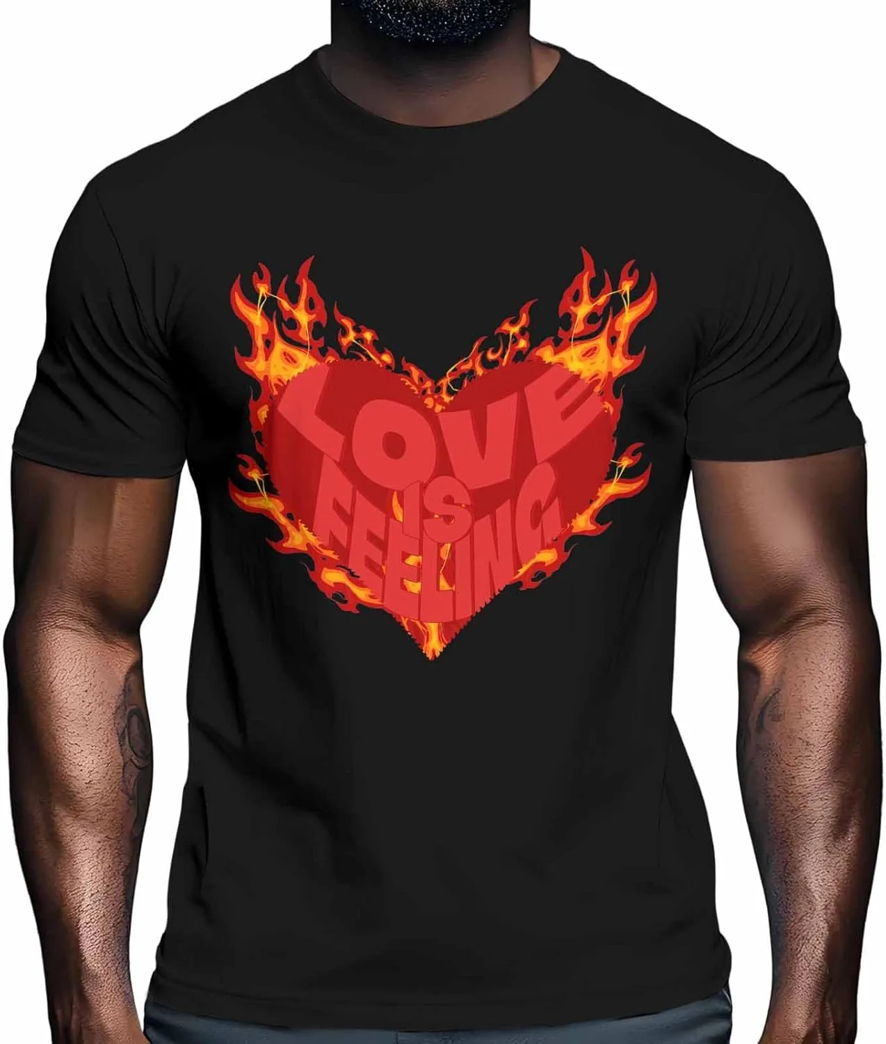 

Футболка мужская Valentine's Day Love, короткий рукав, хлопок, Crew Neck, принт Flame Heart NITBANLA