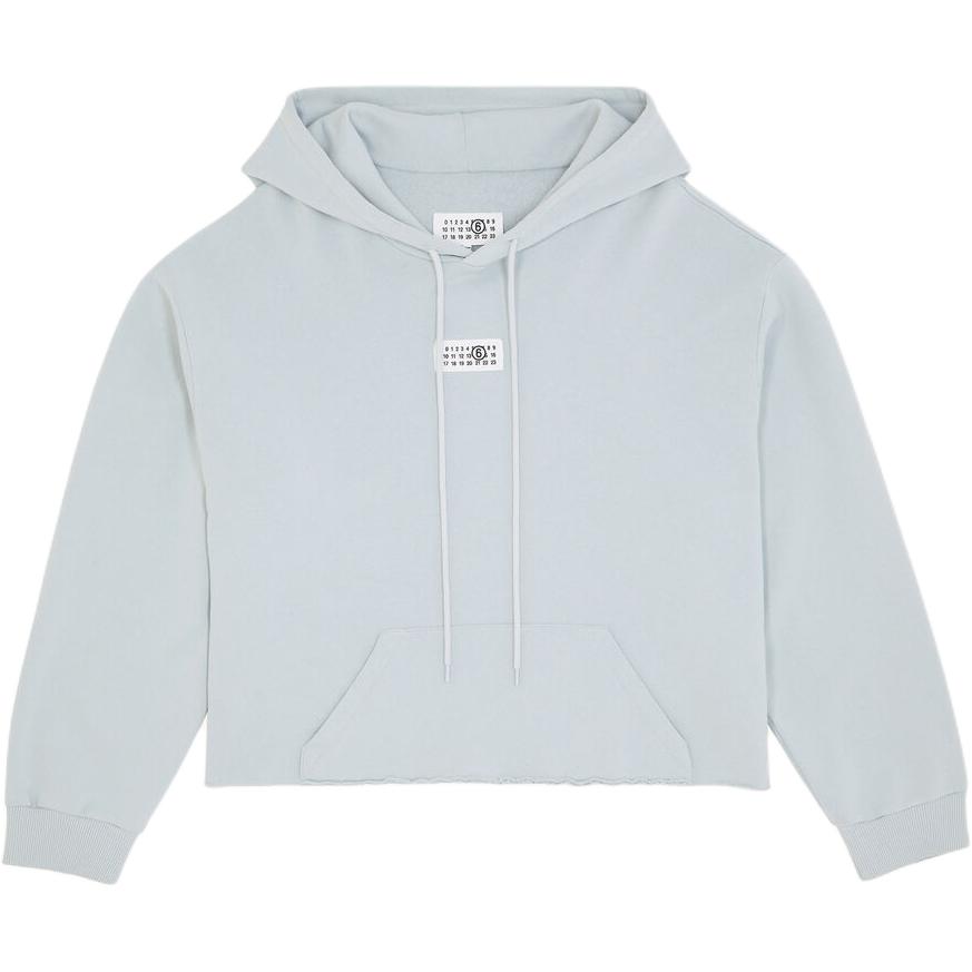 

Футболка с капюшоном на шнурке и принтом Numbers от MM6 Maison Margiela, ледяной голубой