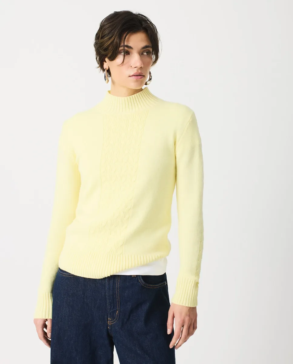 

Женский свитер с высоким воротником и косами Escorpion, желтый