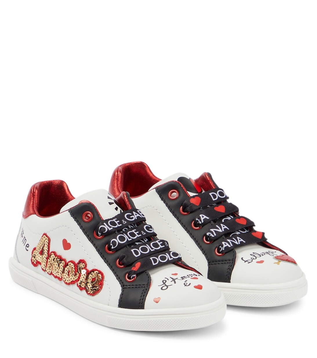 

Кожаные кроссовки с декором Dolce&Gabbana, белый
