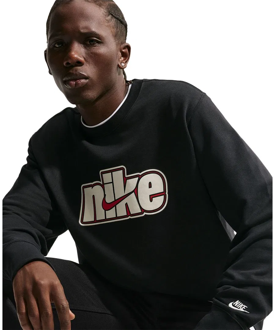 Мужская толстовка с круглым вырезом из французского трикотажа Nike, Black — фото 3