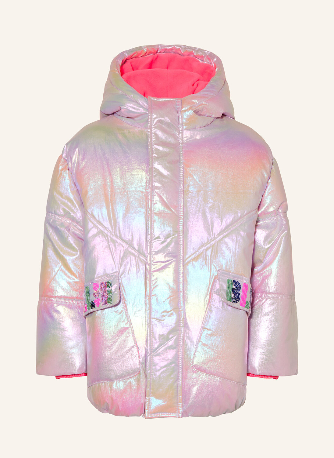 

Стеганая куртка с пайетками и блестящей пряжей Billieblush, цвет PINK/SILBER