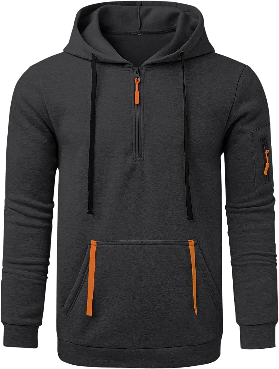 Мужская худи с четвертью молнии, Casual, Slim Fit, с карманами — фото 3