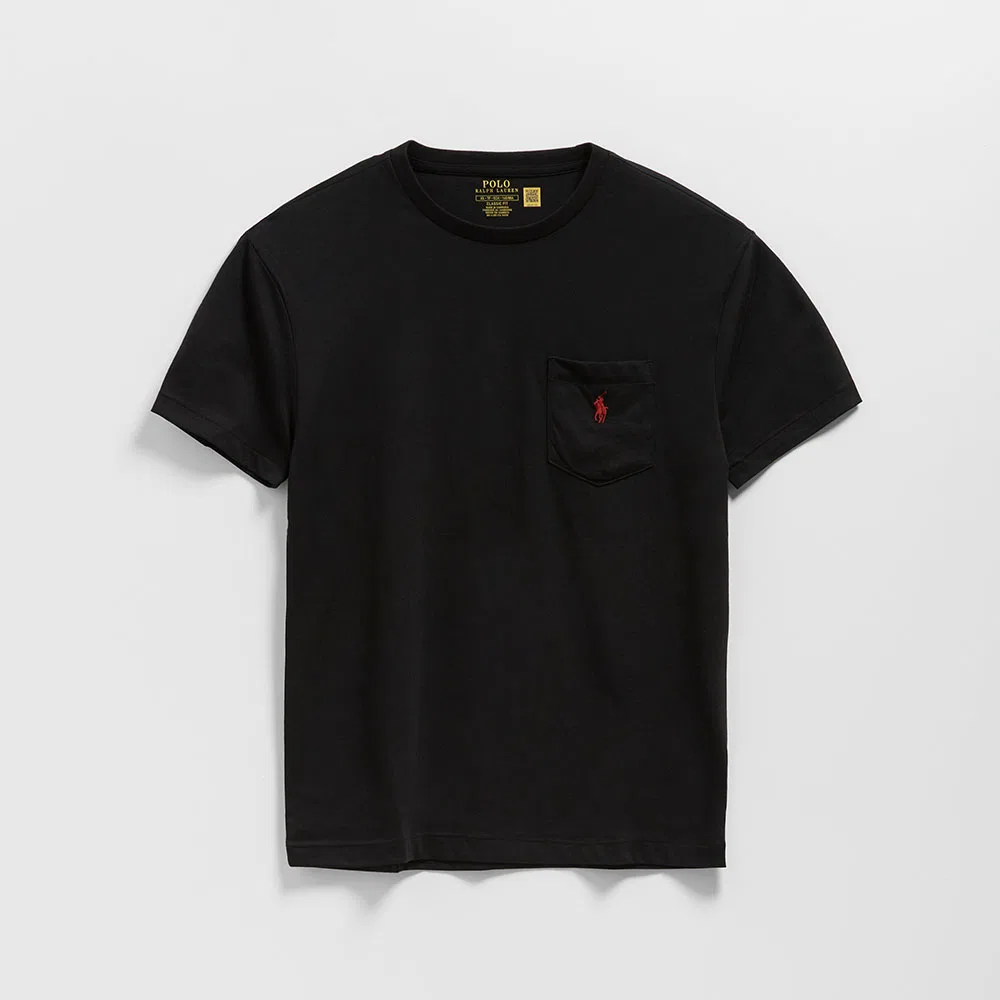 Мужская футболка классического кроя с карманом, чёрная, от Polo Ralph Lauren