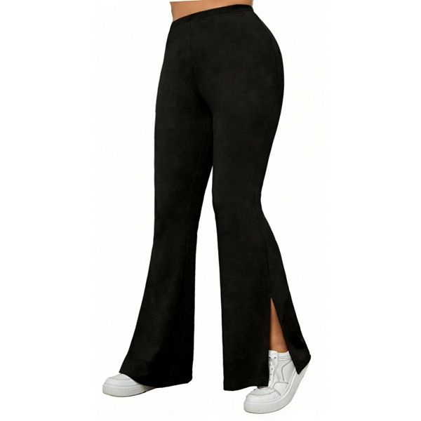 

Женские брюки-фларе с разрезом по низу, высокий пояс, повседневные, для йоги Yesfashion