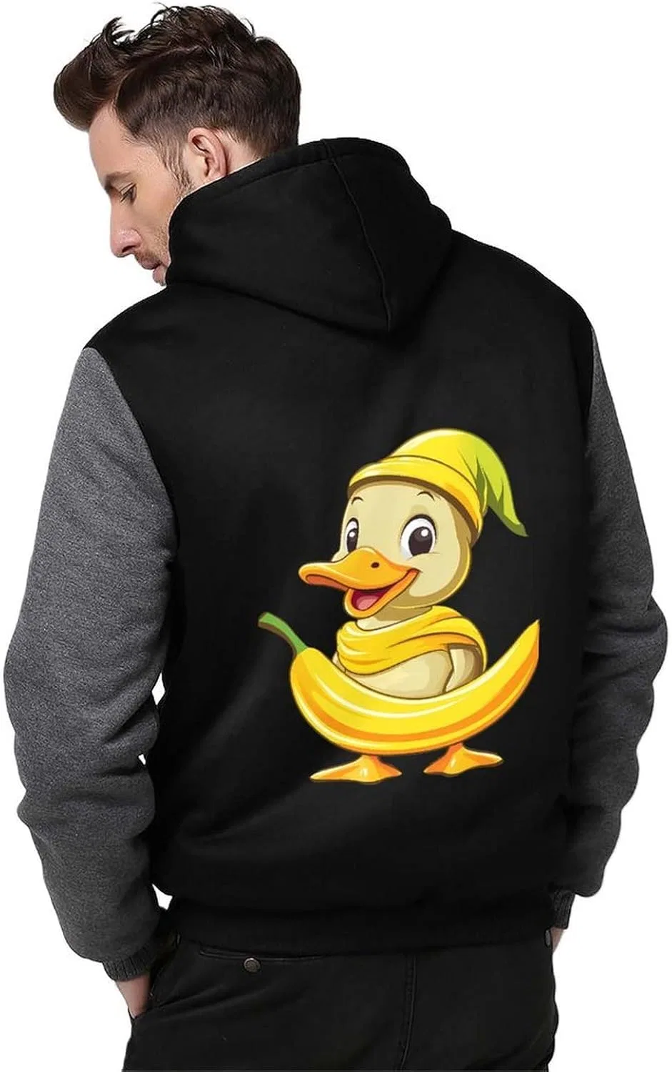 Мужская толстовка с капюшоном на молнии Banana Duck, флисовая куртка, зимняя теплая одежда — фото 2
