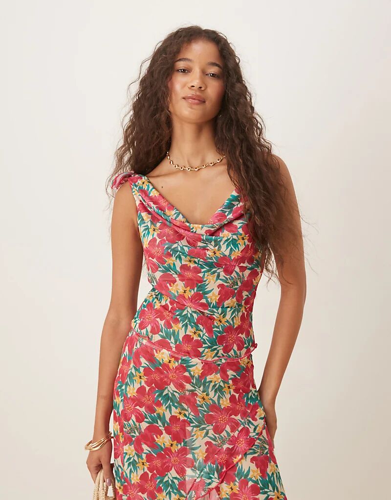 

Пляжный топ с цветочным принтом и оборками Wild Lovers Ohana, разноцветный, розовый