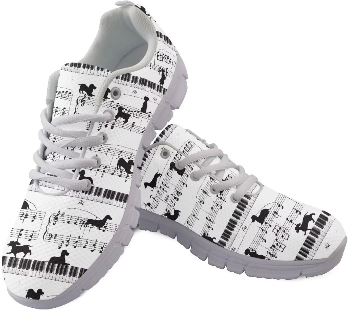 

Кроссовки GIFTPUZZ для женщин и мужчин, спортивные, с сетчатым верхом, дышащие, повседневные, легкие, для ходьбы, Music Note