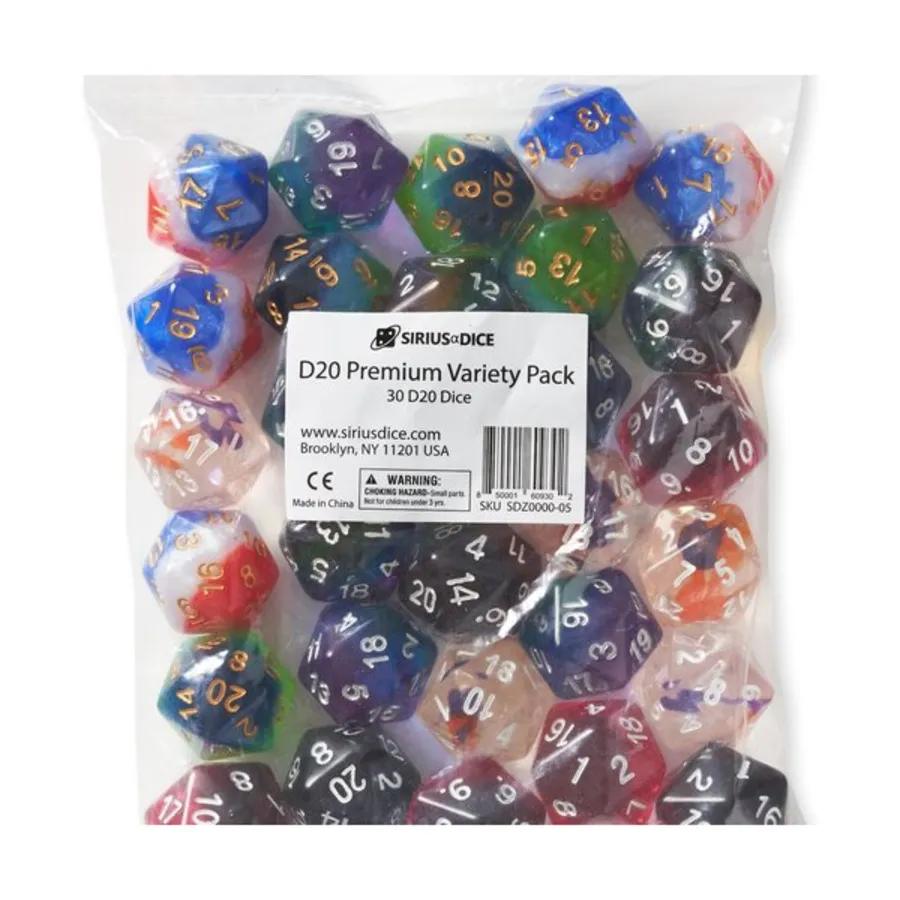 

d20 Премиум-пакет разнообразия (30), RPG Dice Sets