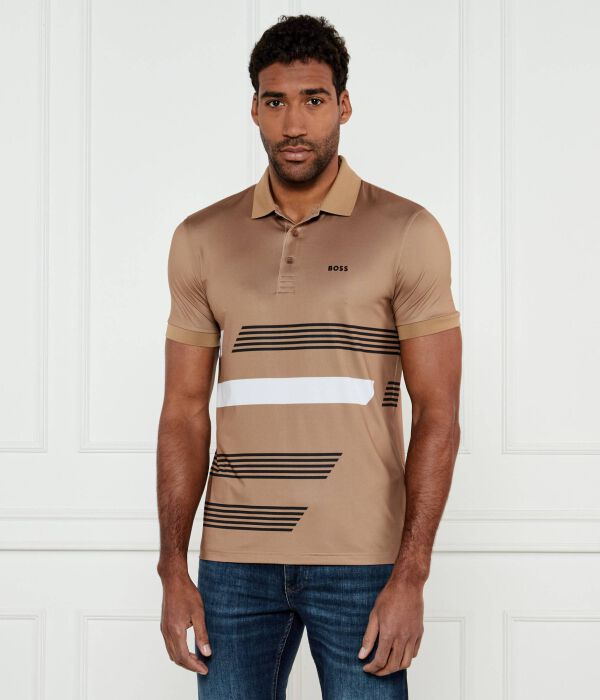 

Поло мужское Boss Green с полосами, бежевый
