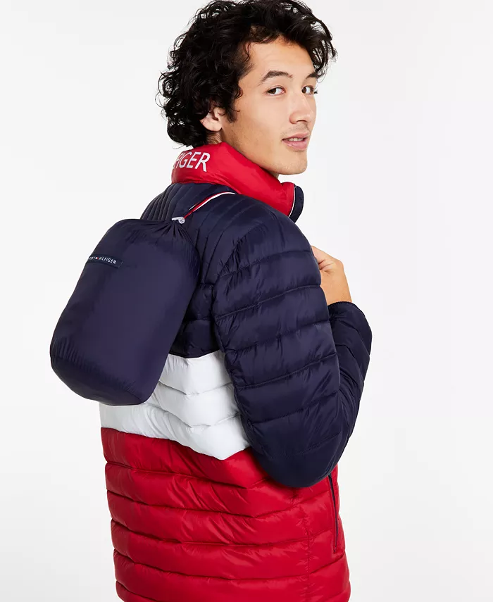Мужская складная стеганая пуховая куртка Tommy Hilfiger, синий — фото 3