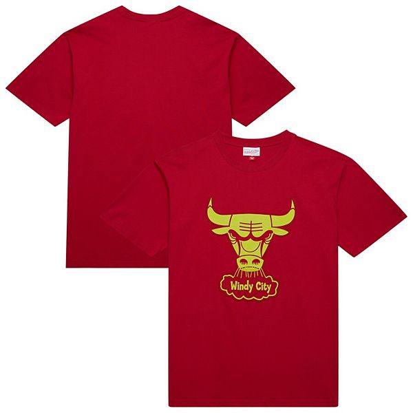 

Мужская футболка chicago bulls hardwood classics neon nights premium красная Mitchell & Ness