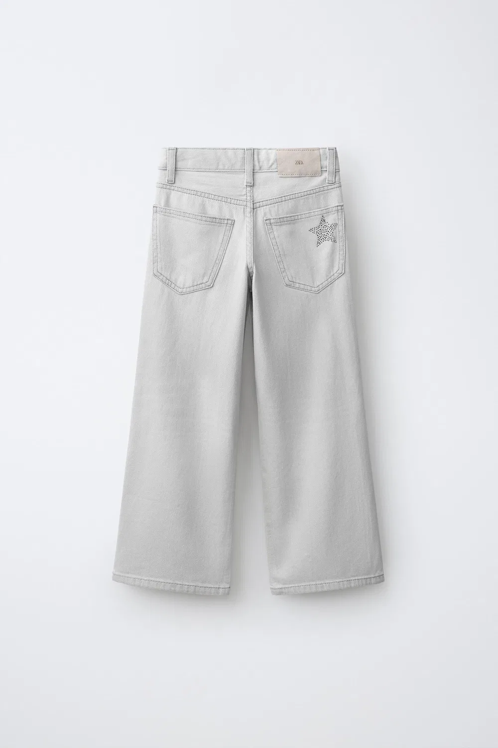 Джинсы с широкими штанинами и принтом в виде звезд. ZARA, Grey marl — фото 2