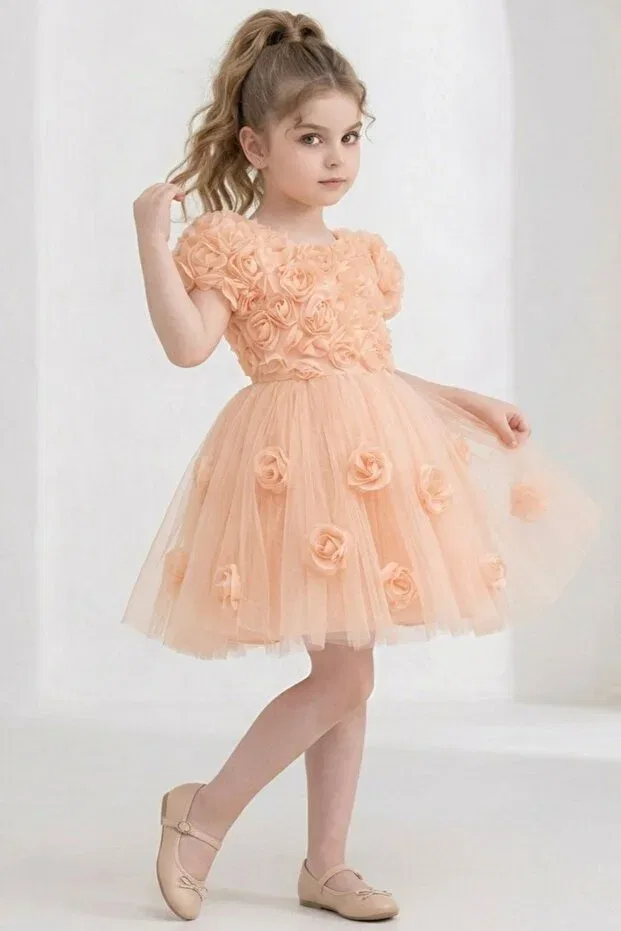 Детское платье для девочек с коротким рукавом Rosali lase detail girls tutu evening dress m00803 Mnk Baby&Kids, Somon — фото 3