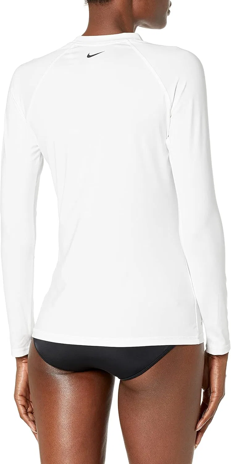 Женская рашгард футболка с защитой UPF 40+ Nike, White — фото 2